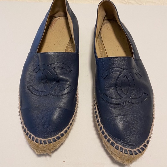 Chanel - Navy Leather Espadrilles Size 41 - Picture 3 of 8